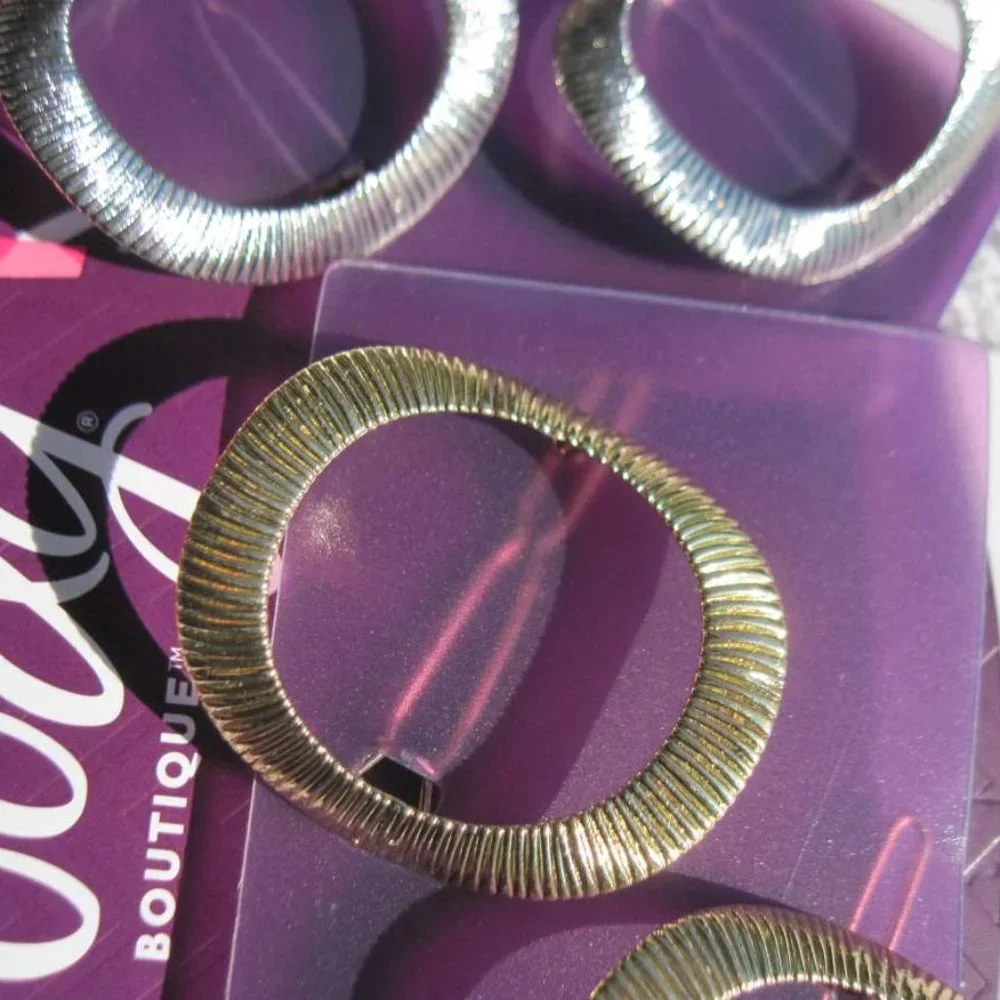 2 Goody Boutique Oval Textured Metal Hair Barrettes Secure Back Clips Stay Tight
